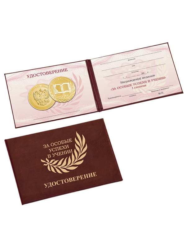 Удостоверение к медали «За особые успехи в учении I степени» - UD11-Z2